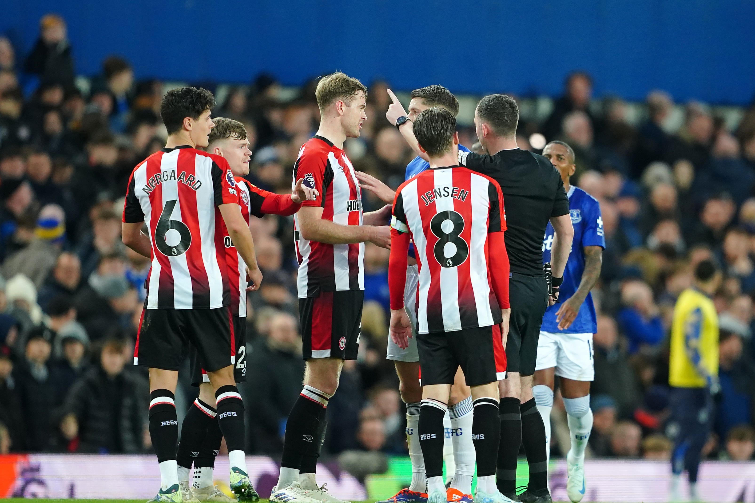 Christian Norgaard was dismissed after a VAR review (Peter Byrne/PA) (PA Wire)