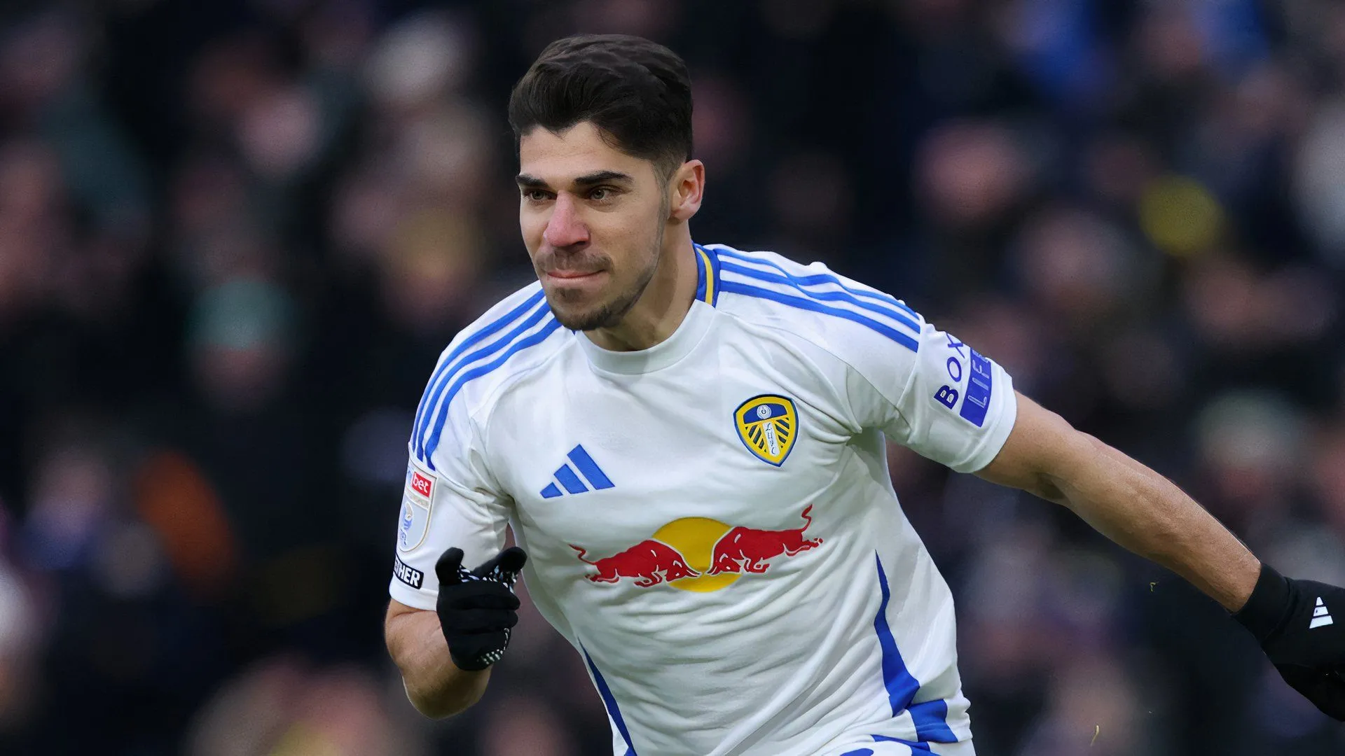 Manor Solomon ăn mừng bàn thắng trong màu áo Leeds United tại Championship
