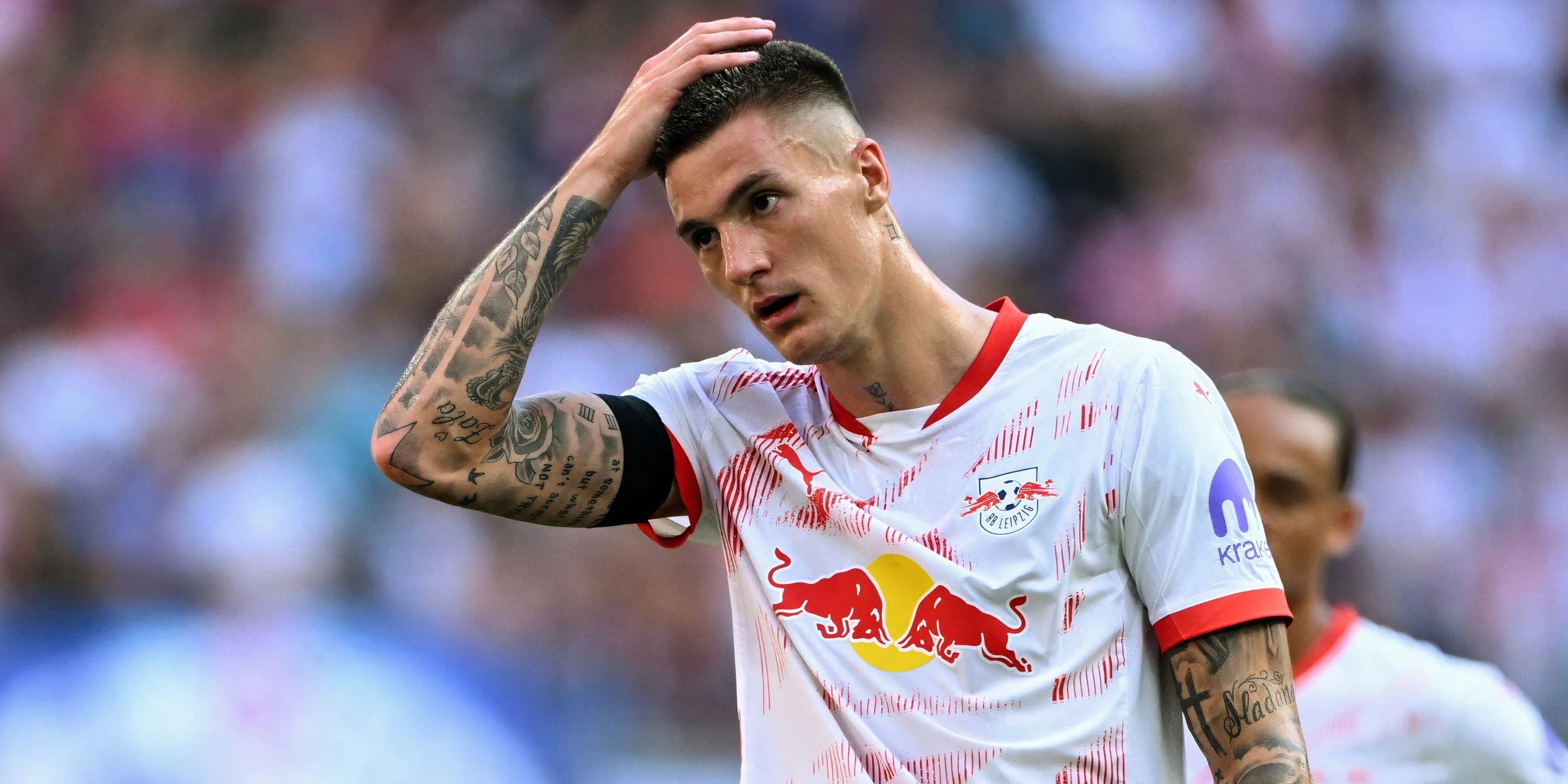 Tiền đạo RB Leipzig Benjamin Sesko ăn mừng bàn thắng
