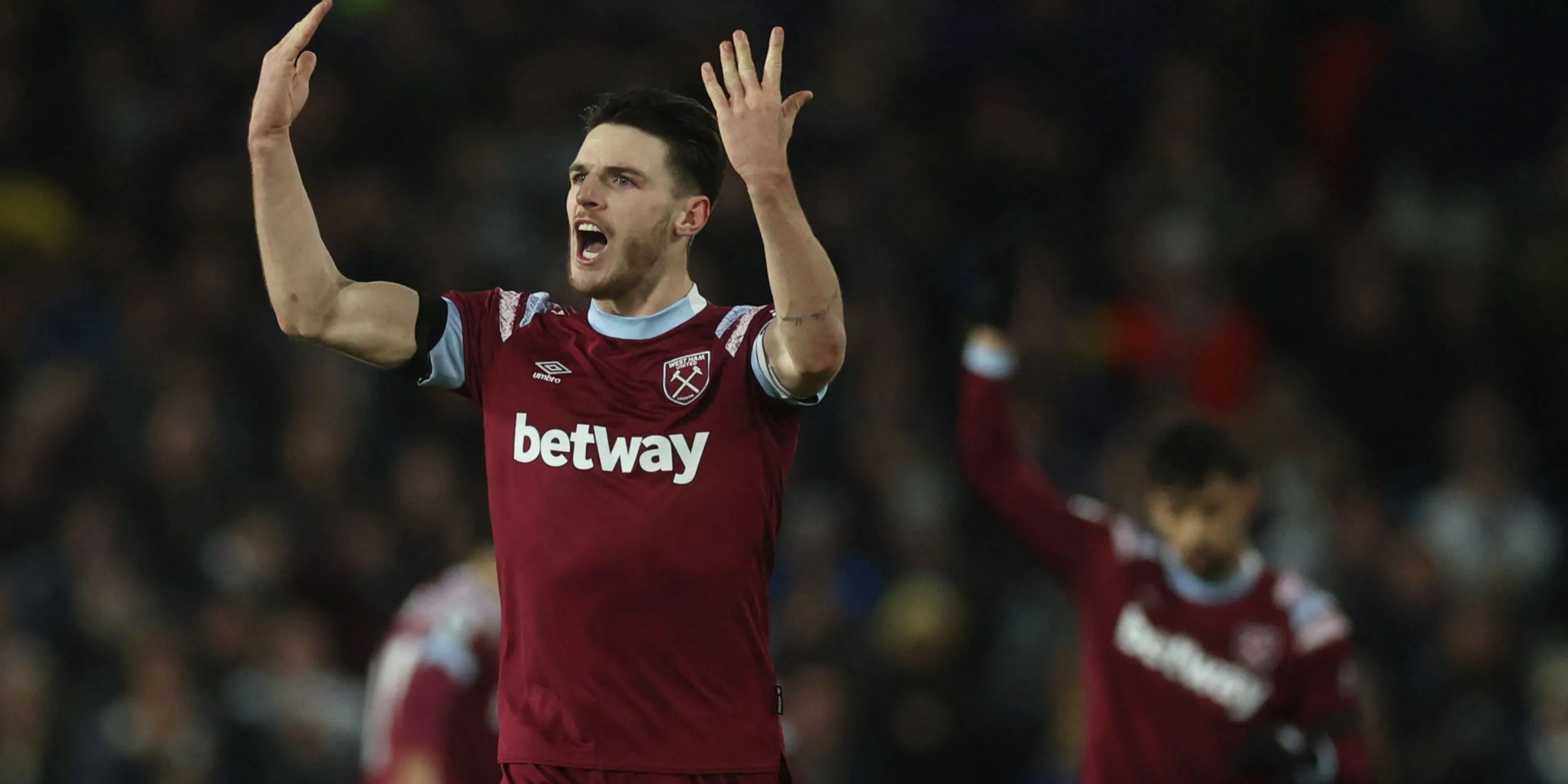 Declan Rice trong màu áo West Ham, nơi anh đã vươn tầm ngôi sao thế giới dưới sự dẫn dắt của David Moyes.