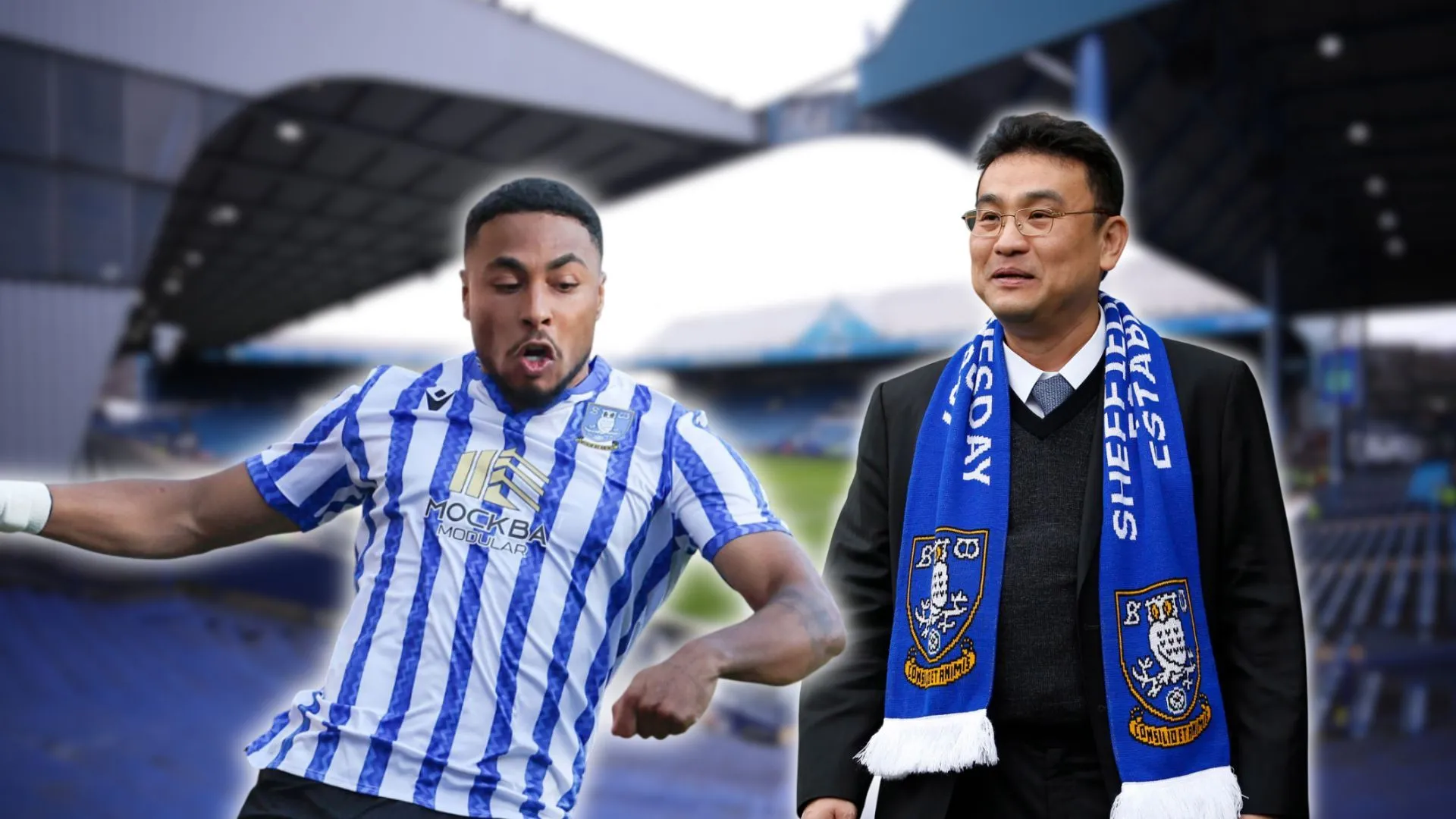 Hậu vệ Akin Famewo cùng Chủ tịch Dejphon Chansiri, biểu tượng cho những thách thức tài chính mà Sheffield Wednesday đang đối mặt tại Hillsborough.
