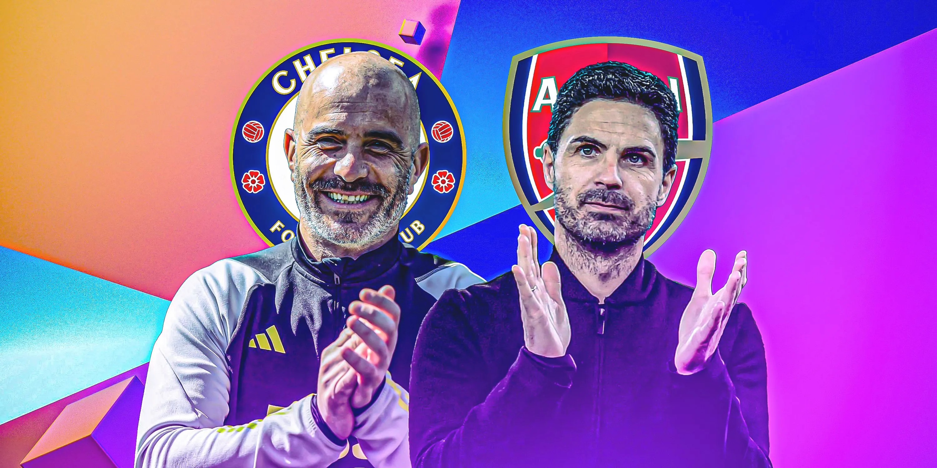 HLV Mikel Arteta của Arsenal và HLV Enzo Maresca của Chelsea, hai đội bóng đối địch tại London.