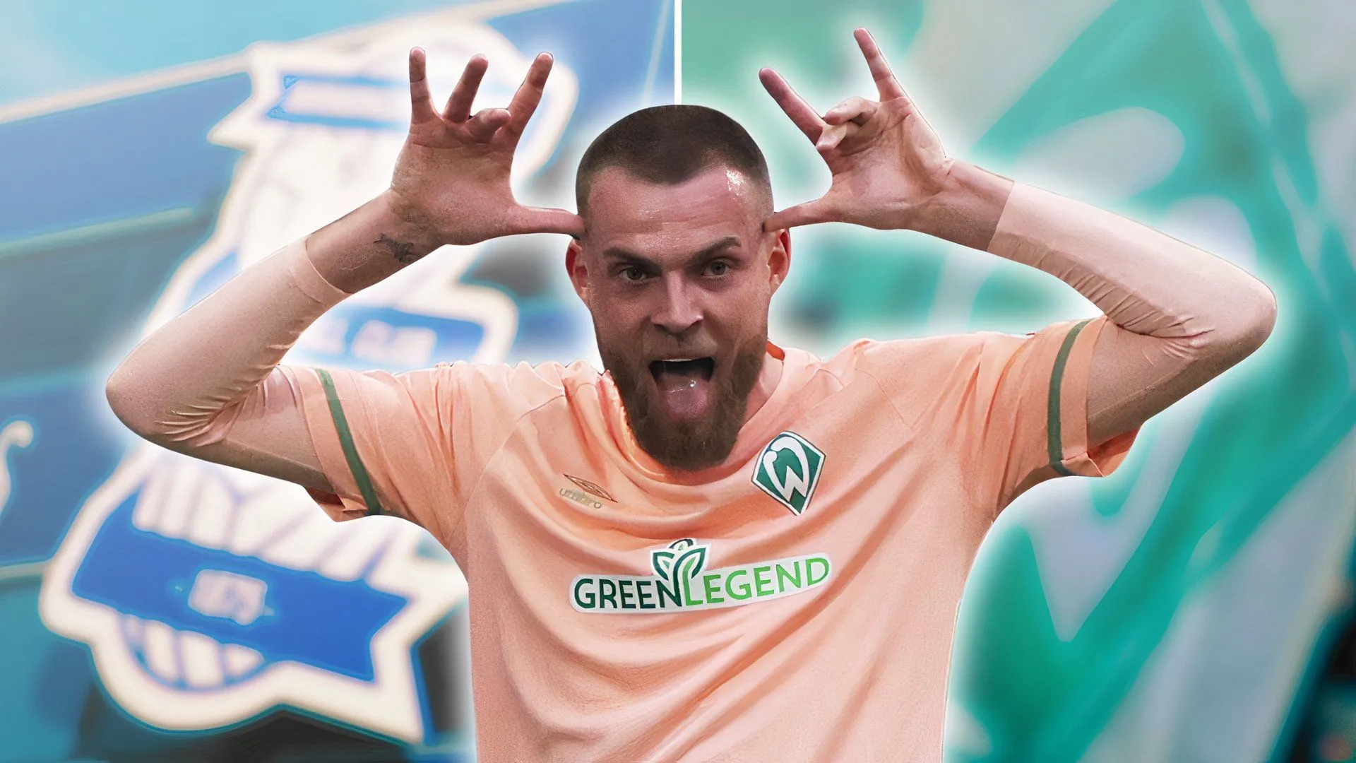 Marvin Ducksch của Werder Bremen, logo Birmingham City, logo Werder Bremen