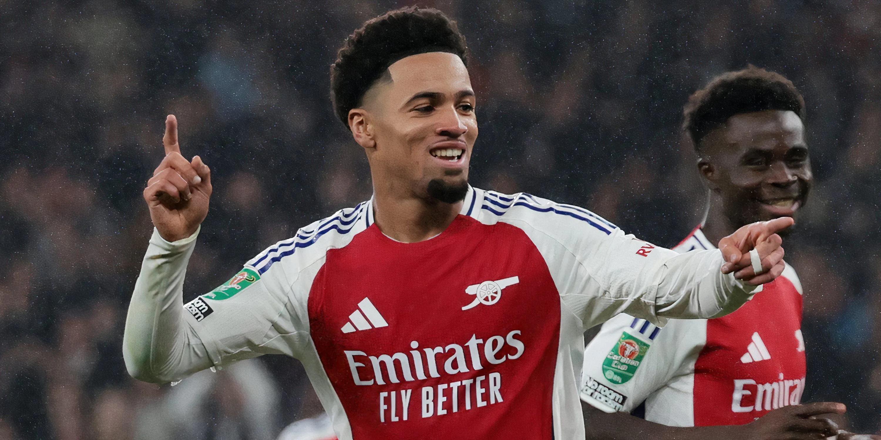 Sao trẻ Arsenal Ethan Nwaneri ăn mừng bàn thắng