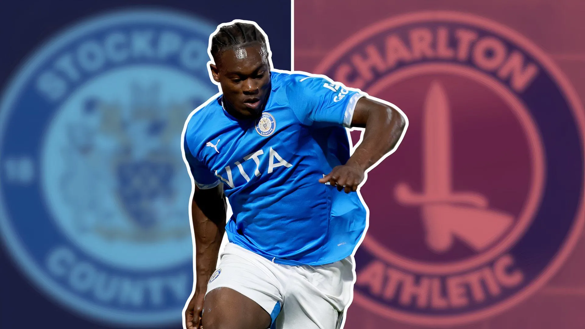 Tiền đạo Isaac Olaofe trong màu áo Stockport County trước tin đồn chuyển sang Charlton Athletic