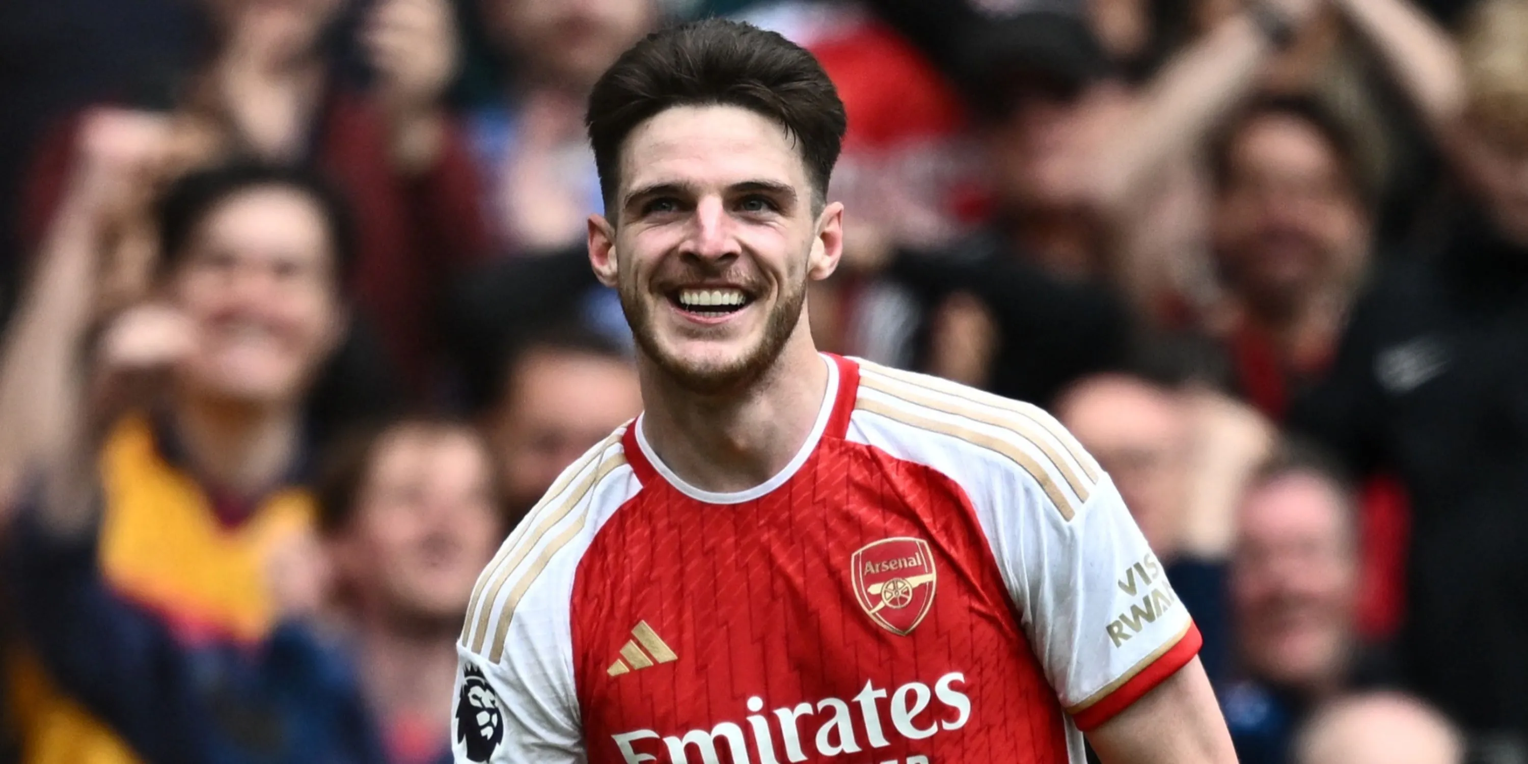 Tiền vệ Declan Rice ăn mừng bàn thắng cho Arsenal