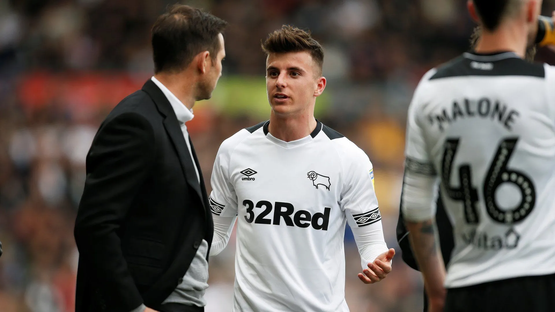 Mason Mount và Frank Lampard trong màu áo Derby County